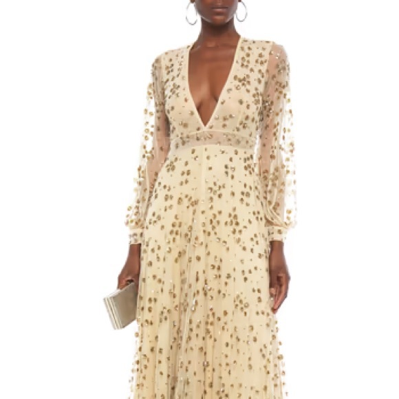 LoveShackFancy Janet Tulle Sequin Beaded Dress, Sz 4 - Picture 5 of 16